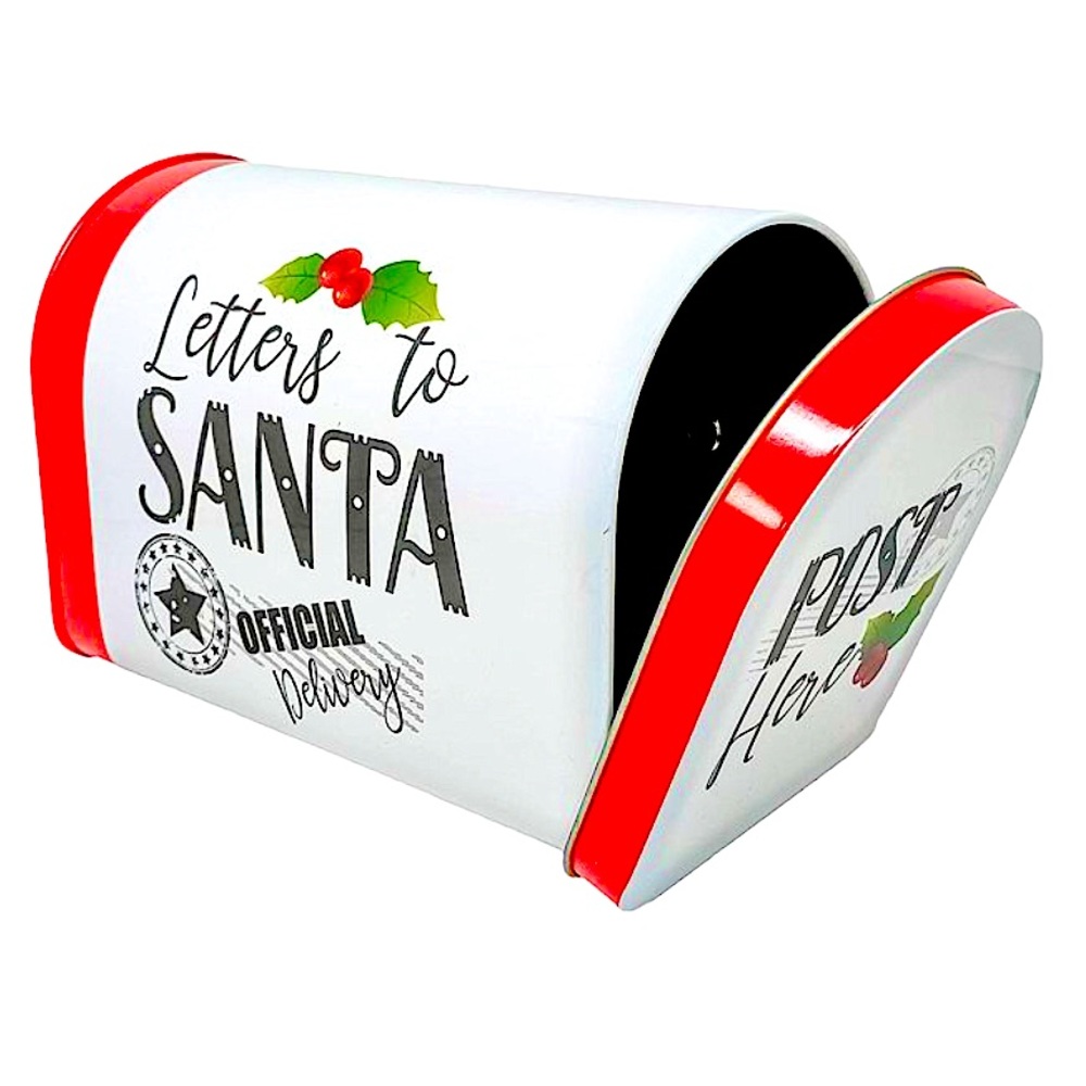 Letters to Santa Christmas Tin Tabletop Mailbox Decoration Red Official Delivery - Picture 4 of 11